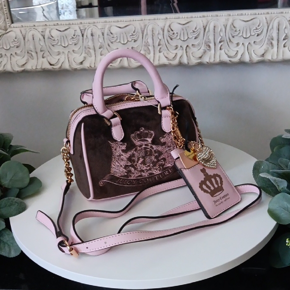 Juicy Couture Handbags - Juicy Couture Classic Scottie Dogs Pink and Brown Mini Satchel